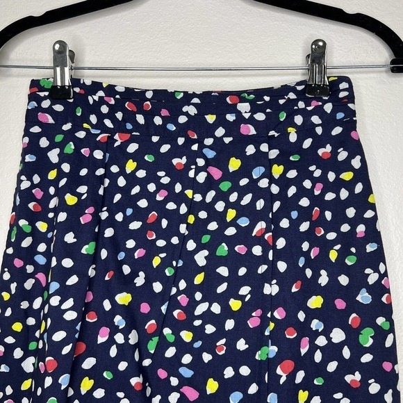 J. Crew Navy Blue Colorful Tulip Skirt in Ratti Happy Cat Print Polka Dot Sz 00 - Picture 5 of 16